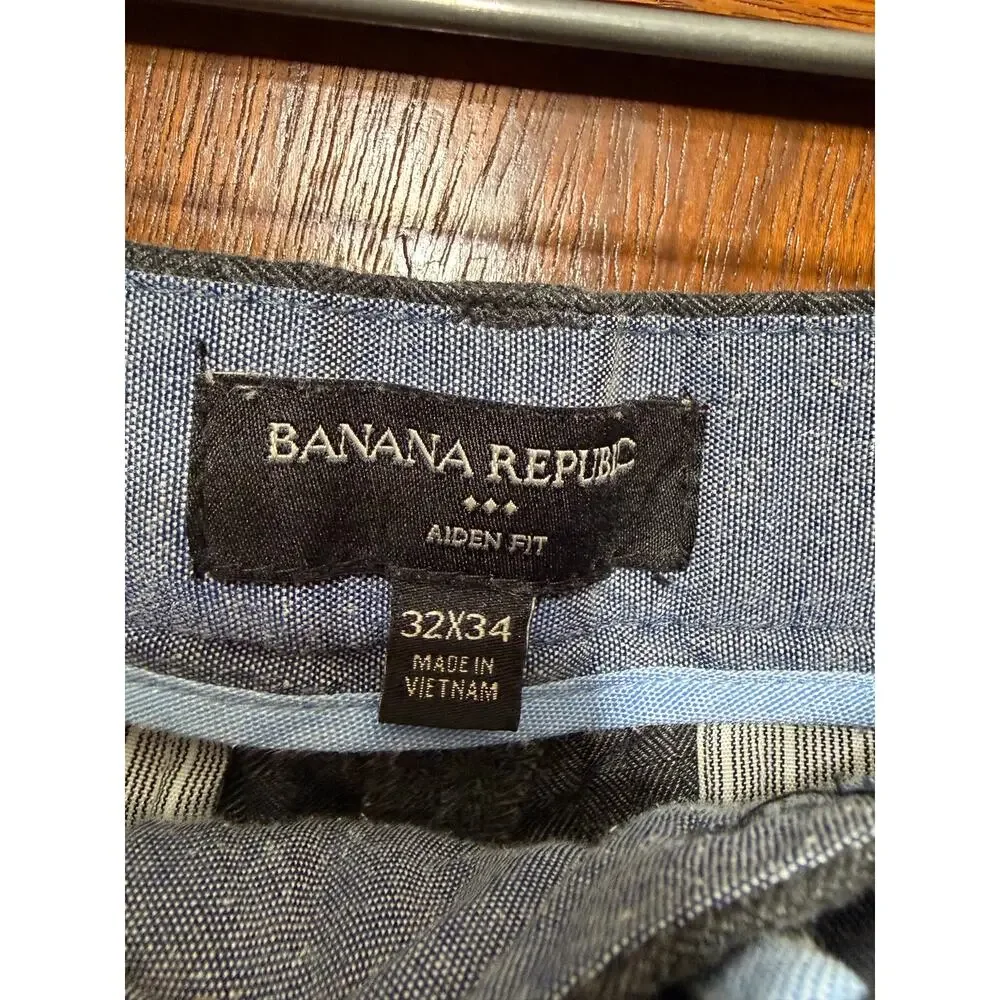 Banana Republic Aiden Fit Chino Pants Men's 32x34 Gray Straight Casual Cotton